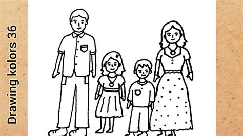 Line art family drawing simple in 2023 | Family drawing, Easy drawings ...