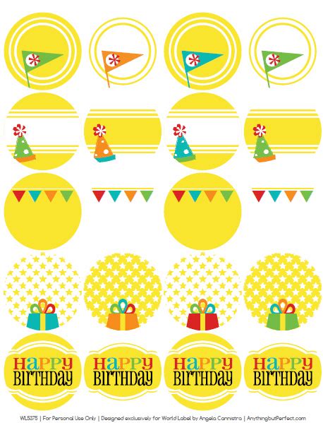 Retro Happy Birthday Printable Labels Set | Free printable labels ...