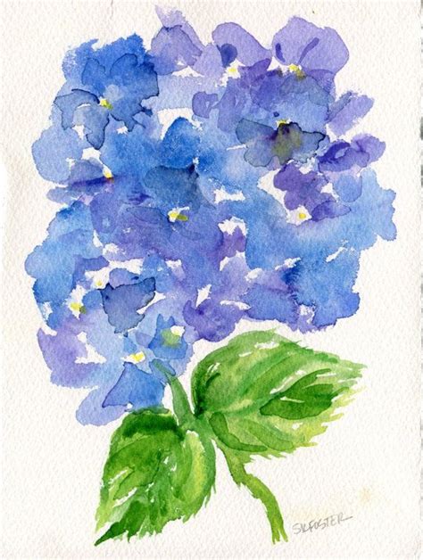 Purple and Blue Hydrangeas watercolor painting original, 5 x 7 ...