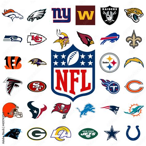 Logo of all national football league teams. NFL team icons. Set all the ...