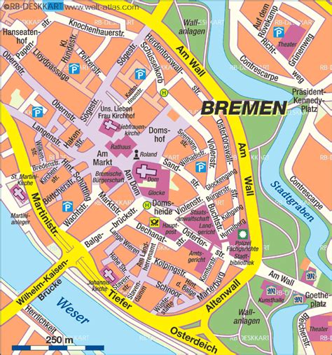 Map of Bremen center (City in Germany) | Welt-Atlas.de