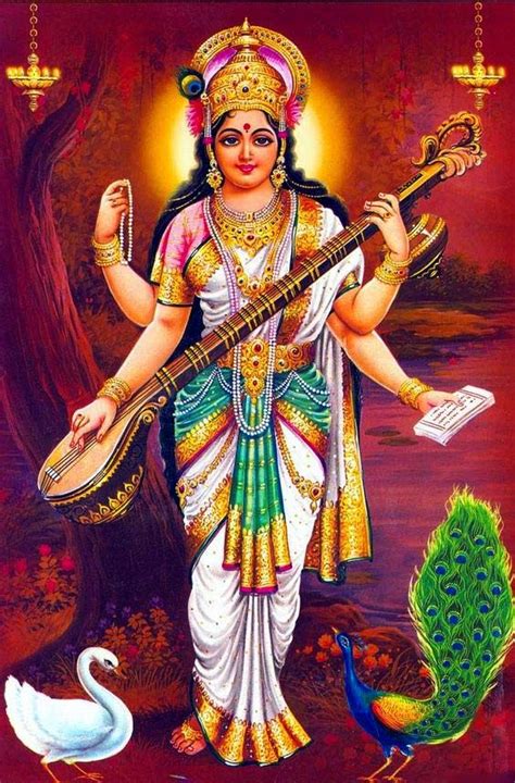 Maa Saraswati In Standing Position Saraswati Vandana, Saraswati Mata ...