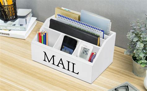 Amazon.com: Wooden Mail Organizer for Countertop, Mail Holder for Desk ...