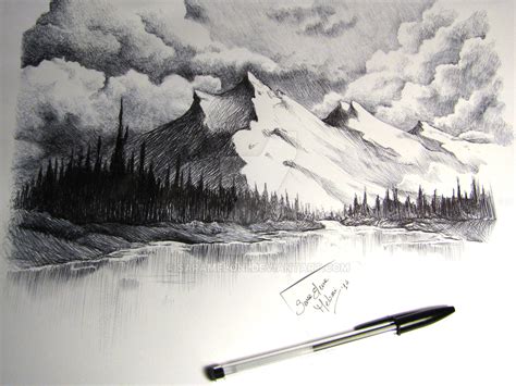 snow capped mountains drawing by SaraMeloni on DeviantArt