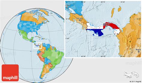 Flag Location Map of Panama, political outside