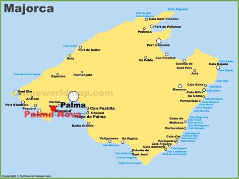 Palma Nova location on the Majorca map