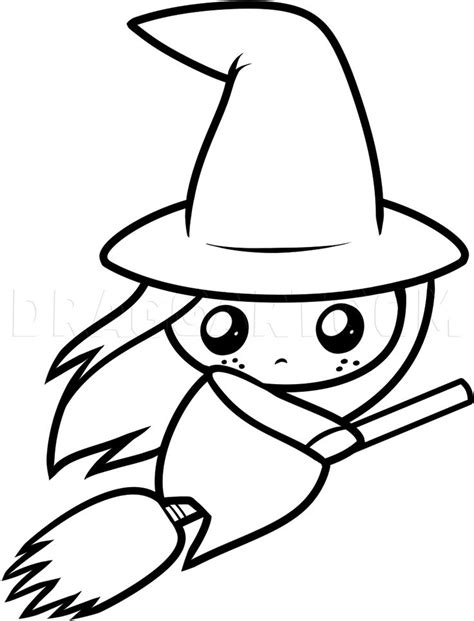 How To Draw A Cute Witch, Step by Step, Drawing Guide, by Dawn ...