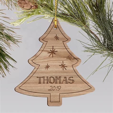 Personalized Christmas Tree Wooden Holiday Ornament | GiftsForYouNow