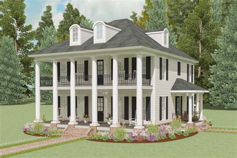 Southern House Plan with Stacked Porches and an Upstairs Home Office ...