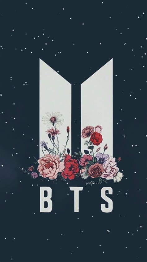 Bts Logo Wallpapers - Bts Logo With Flowers - 1080x1920 Wallpaper ...