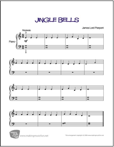 Jingle Bells | Beginner Piano Sheet Music (Digital Print)