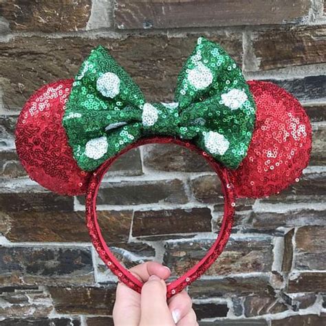 Christmas Sequin Minnie Mouse Ears (Polkadot) | Diy disney ears, Disney ...