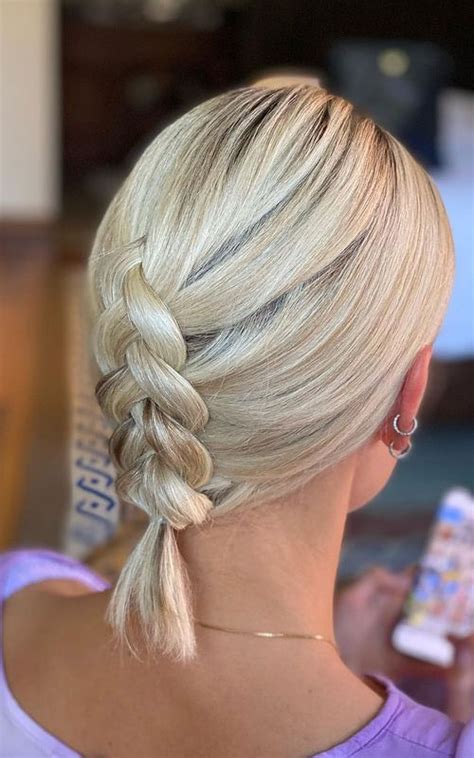 35+ Cute & Easy Ways to Style Short Hair : Low Braid for Bob Length