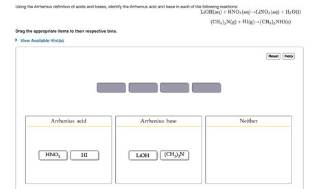 Solved Using the Arrhenius definition of acids and bases, | Chegg.com