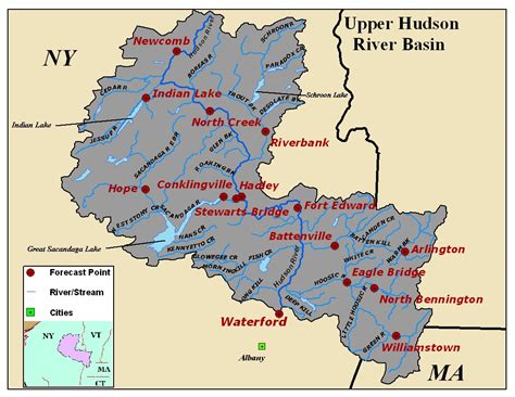 River's Edge: Map of the Upper Hudson River Basin in New York and ...