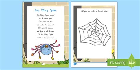 Incy Wincy Spider Worksheet | Nursery Rhymes | Twinkl