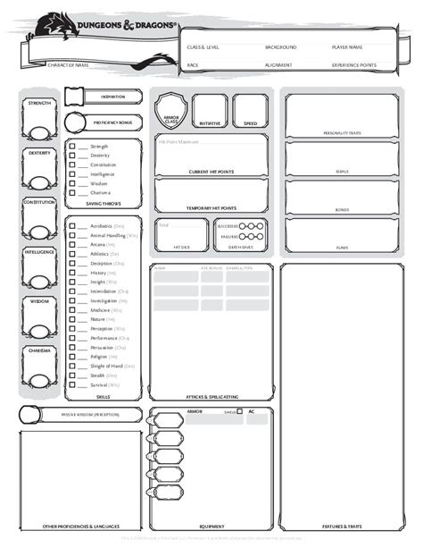 Dnd 5E Character Sheet Template