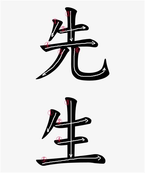 Kanji Stroke Order For 先生 - Japanese Kanji For Sensei Transparent PNG ...