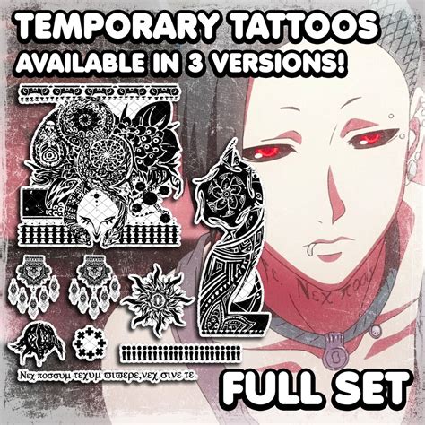 Utа Temporary Tattoos Realistic Cosplay Costume Fake Tattoo Waterproof ...