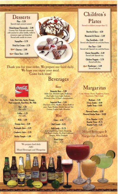 Casa Grande Menu