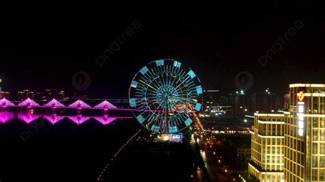 Aerial Photography Of Nanchang Star Ferris Wheel Night View Background ...