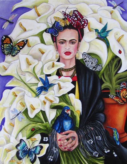 Frida Kahlo Flowers Painting by k Madison Moore