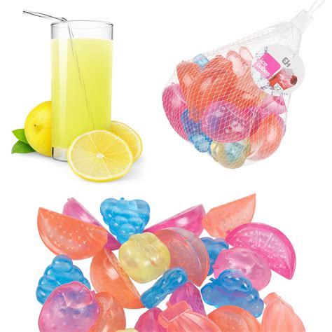 22 Pieces Plastic Ice Cubes Fruit Shaped Assorted Cool Cold Drinks Bar ...