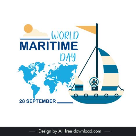 World maritime day poster template flat sail global map vectors stock ...