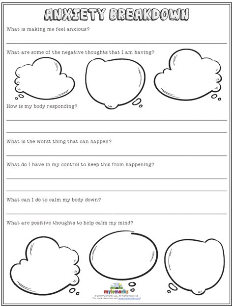 Anxiety Worksheets for Kids and Teens