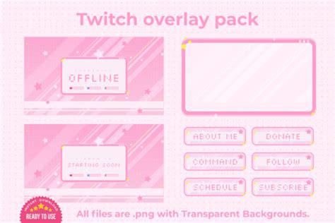 1 Cute Pink Twitch Overlay Package Designs & Graphics