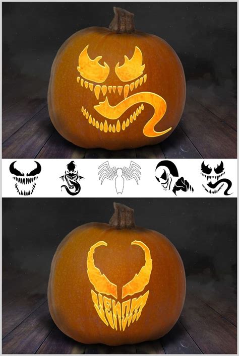 Venom Pumpkin Carving Stencils: 10 Printable Templates