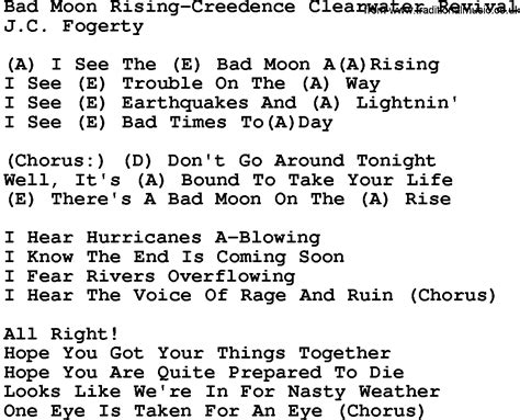 Bad Moon Rising -- Creedence Clearwater Revival | Lyrics and chords ...