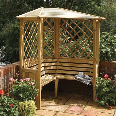 Right-Angled Wooden Garden Arbour Corner Seat | Garden arbour seat ...