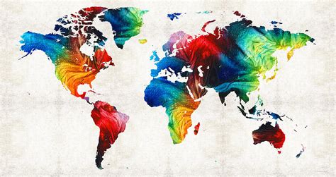 World Map 19 - Colorful Art By Sharon Cummings Painting by Sharon ...