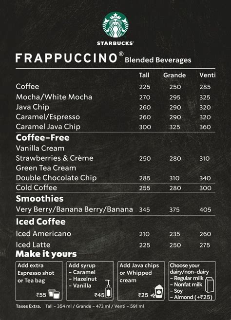 Starbucks menu, Starbucks, Cafe menu design