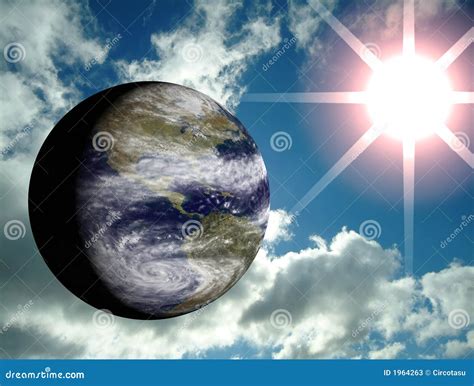 Earth with Sky and Sun Flare Stock Image - Image of communication ...