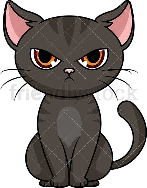 Angry Cat Cartoon Vector Clipart - FriendlyStock