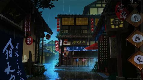 Rainy Night On Japanese Street Live Wallpaper - MoeWalls