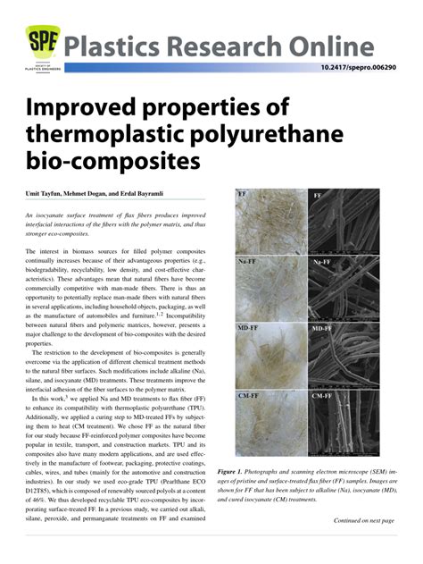 (PDF) Improved properties of thermoplastic polyurethane bio-composites