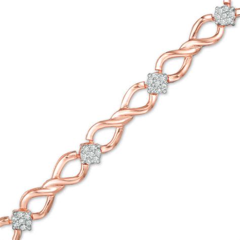 1/2 CT. T.W. Composite Diamond Infinity Bracelet in 10K Rose Gold - 7. ...