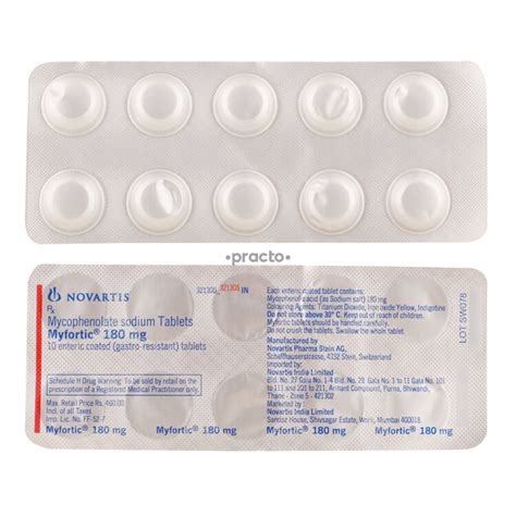 Myfortic 180 mg Tablet - Uses, Dosage, Side Effects, Price, Composition ...