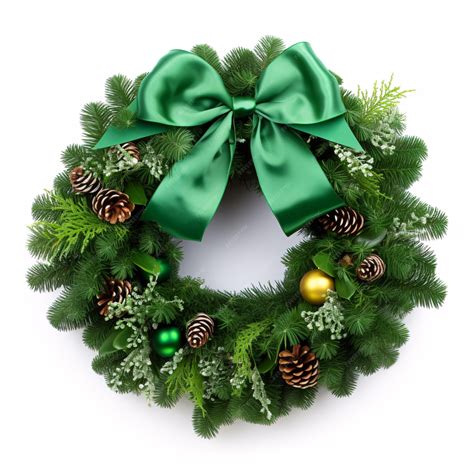 Premium AI Image | traditional green christmas wreath isolated on white ...