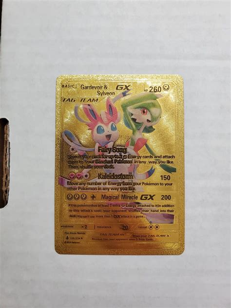 Mavin | Gardevoir Sylveon Gx Gold Foil Fan Art Pokemon Card Display Card