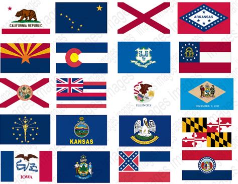 Printable Pictures State Flags Clipart Set 50 Individual State | Etsy