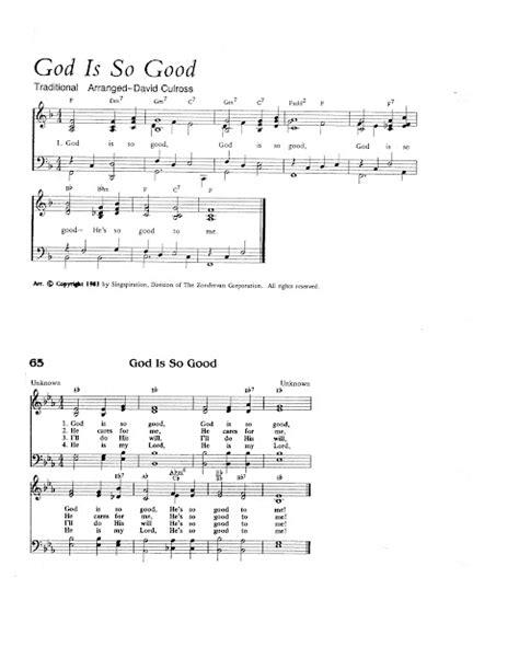 Worship Lead Sheets: God is so good - traditional