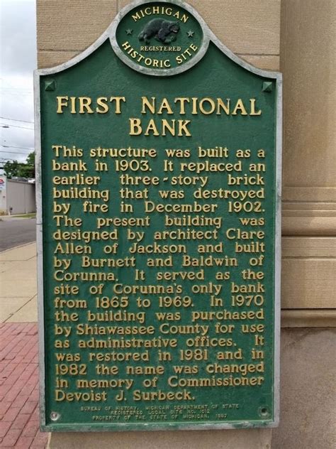 First National Bank — Michigan History Trail