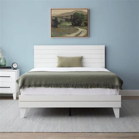 Brookside Mabel White Wood Frame King Platform Bed with Shiplap ...