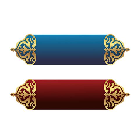 Blue and Red Islamic Banner Set with Golden Frame Corner Transparent ...