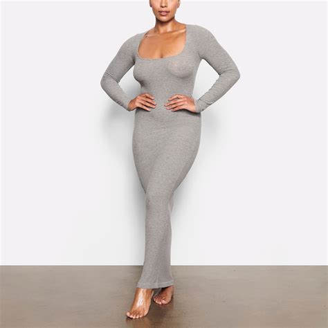 SOFT LOUNGE LONG SLEEVE DRESS | HEATHER GREY