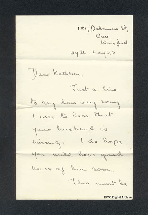 Letter to Kathleen Wynn · IBCC Digital Archive